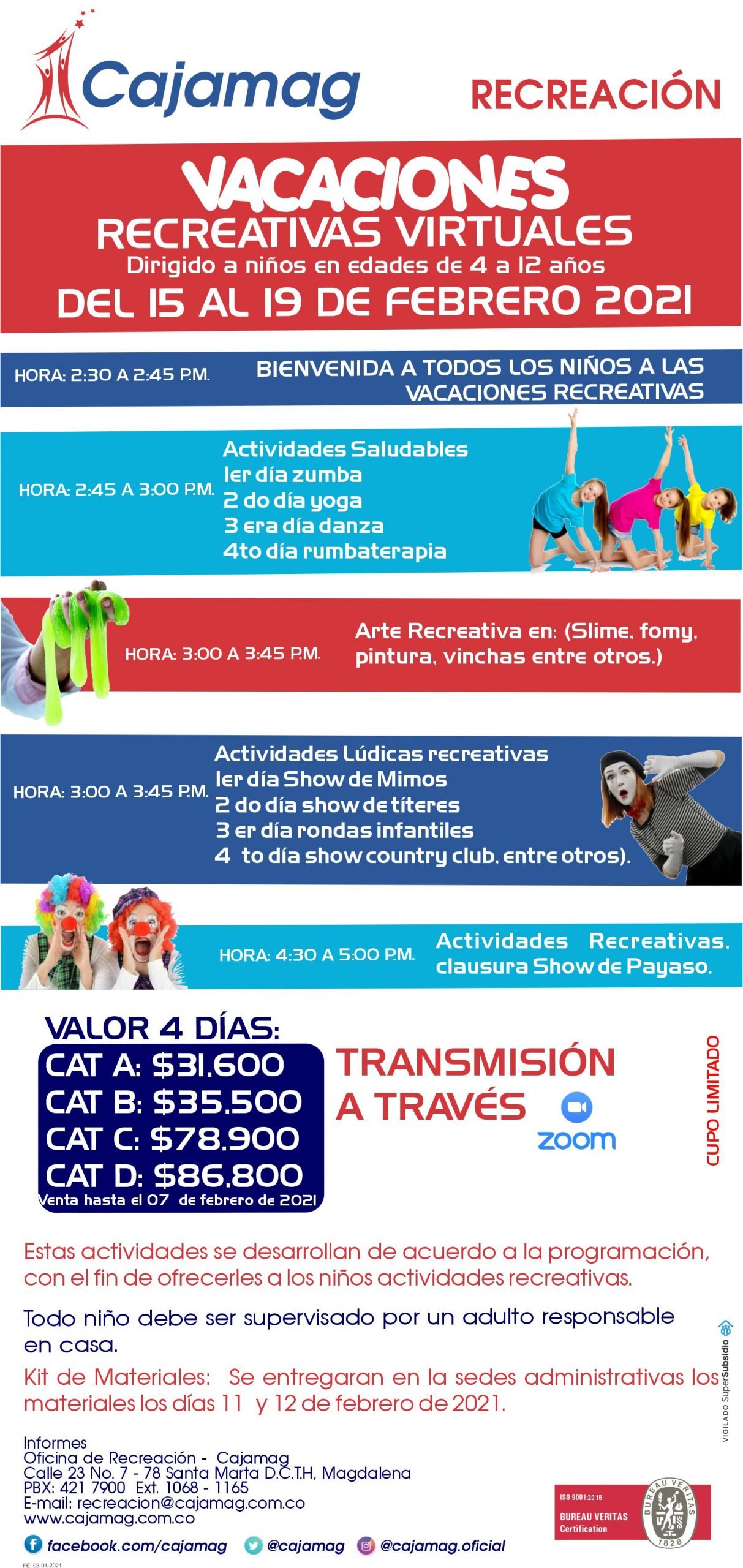 Recreación Cajamag - Vacaciones Recreativa Virtuales - Del 15 al 19 de  Febrero de 2021 - Cajamag