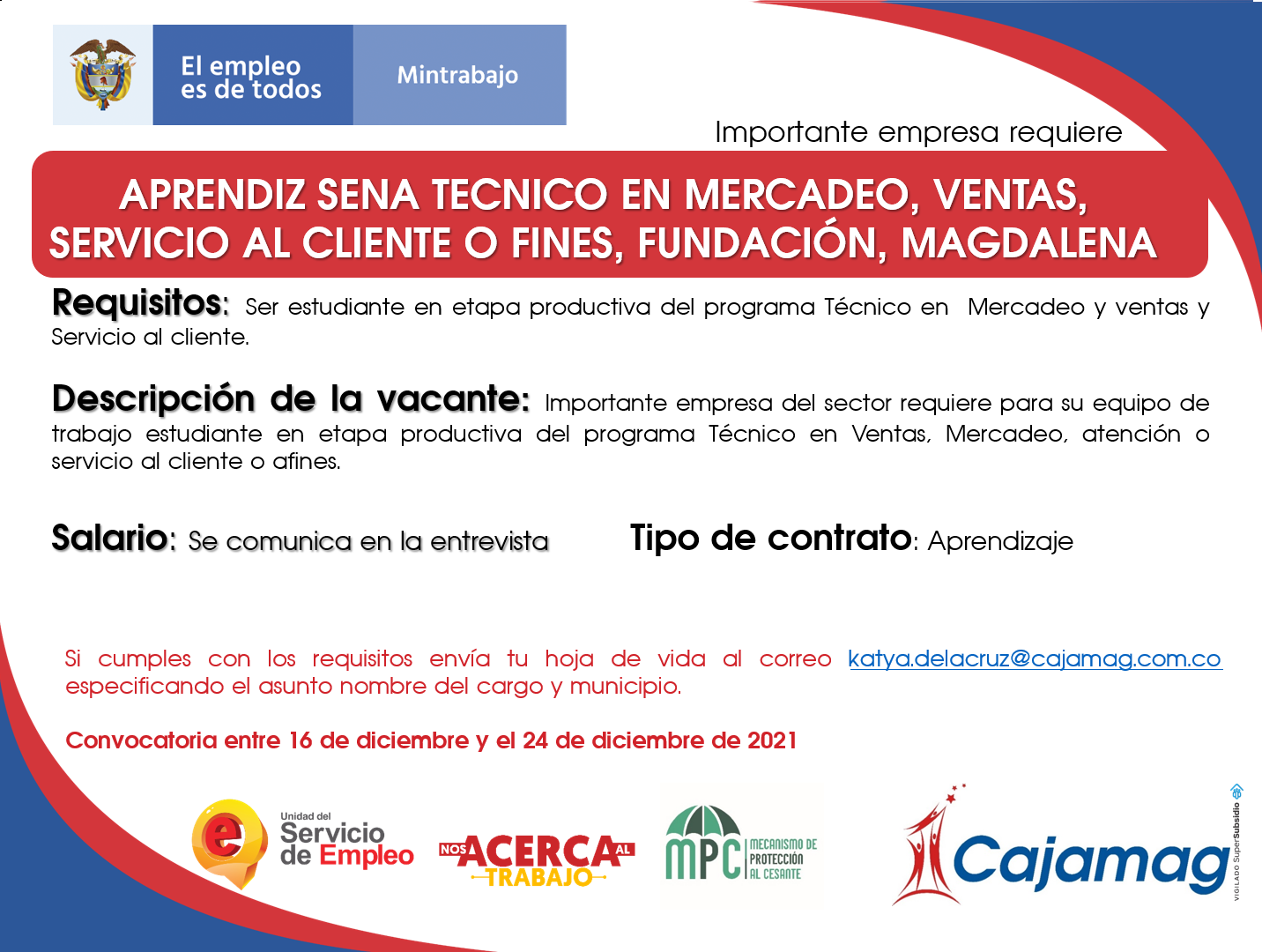 Convocatoria Centro De Empleo Aprendiz Sena Tecnico En Mercadeo