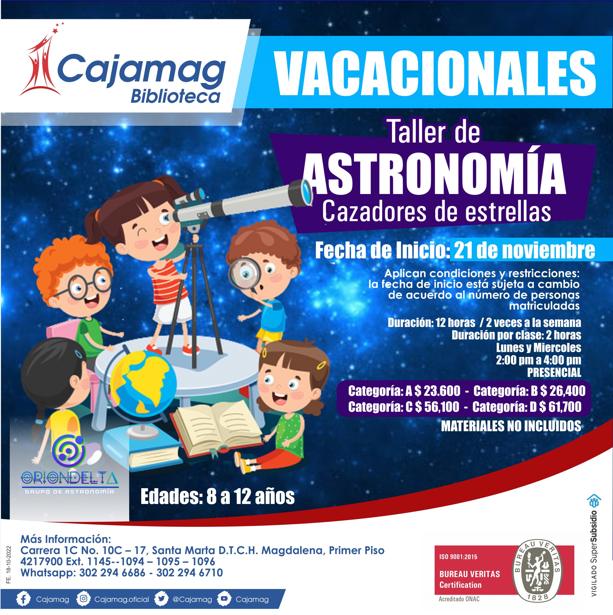 BIBLIOTECA CAJAMAG - TALLER VACACIONAL DE ASTRONOMÍA - Cajamag